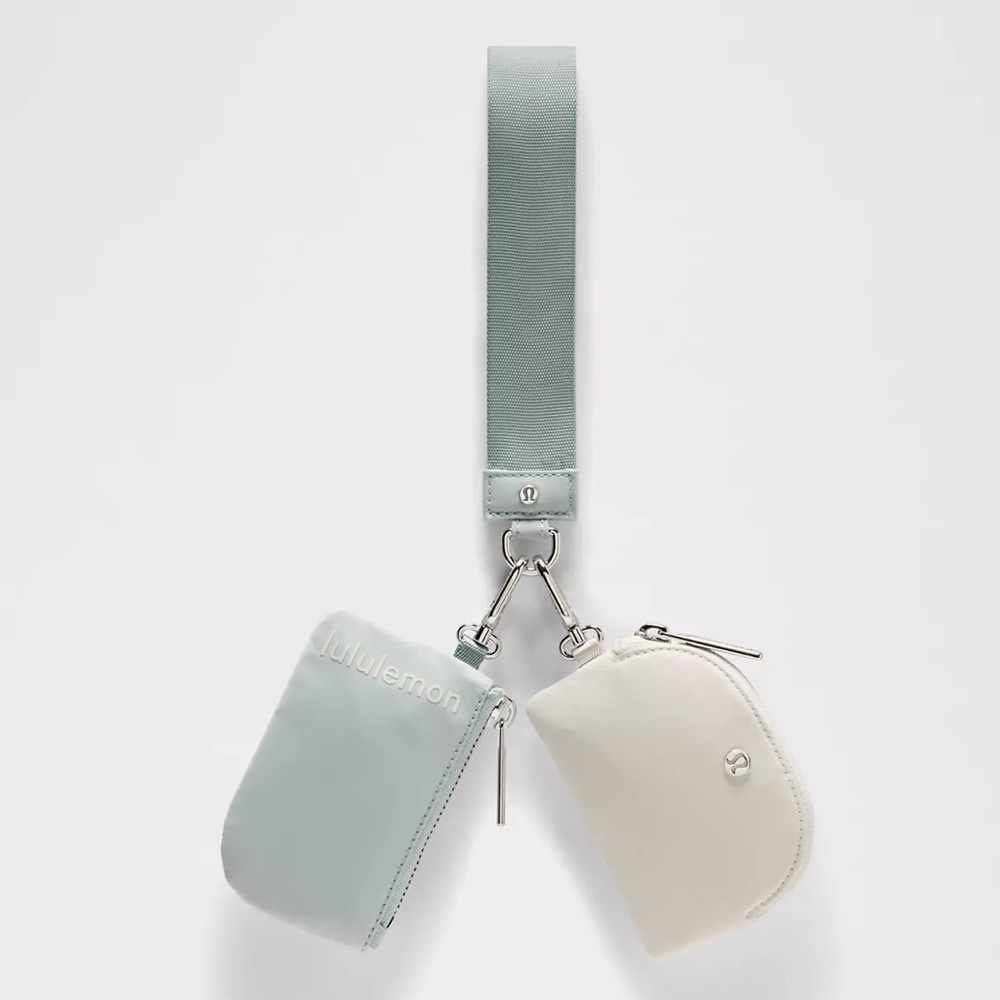 Lululemon Dual Pouch Wristlet Pelican/Light Ivory NWOT